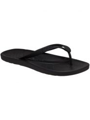 Japonki damskie Crocs 210089001. Czarne klapki Crocs, bez wzorów, z materiału, bez obcasa. Za 119.99 zł.
