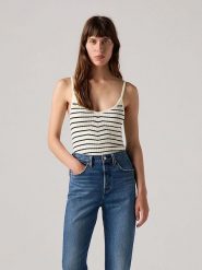 Levi's Top w kolorze kremowo-czarnym rozmiar: M. Brązowe topy Levi's®, m, bez wzorów, prążkowane, bez kołnierzyka, bez ramiączek. Za 91.99 zł.