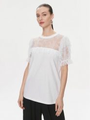 TWINSET Bluzka 241TP2217 Biały Regular Fit. Białe bluzki Twinset, s, bez wzorów, z bawełny, bez kołnierzyka, bez ramiączek. Za 219.99 zł.