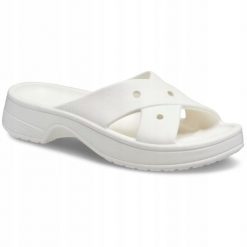 Klapki Dla Dorosłych Crocs Classic Cross Strap. Brązowe klapki Crocs, bez wzorów, z materiału, bez obcasa. Za 159.99 zł.