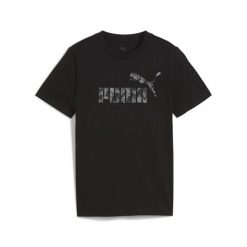 Młodzieżowa koszulka Essentials Camo PUMA Black. Czarna bluzki Puma, m, bez wzorów, eleganckie, bez kołnierzyka, bez ramiączek. Za 89.00 zł.
