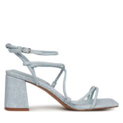 Sandały Aldo. Niebieskie sandały Aldo, bez wzorów, bez obcasa, na słupku, bez zapięcia. Za 339.99 zł.