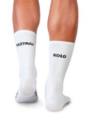 Skarpety Kolarskie Trzymaj Koło White. Białe skarpety LUXA, bez wzorów, z elastanu. Za 49.90 zł.