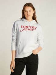 TOMMY JEANS Bluza w kolorze białym rozmiar: XS. Białe bluzy Tommy Jeans, xs, bez wzorów, z bawełny, z kapturem. Za 171.68 zł.