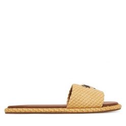 Klapki LOVE MOSCHINO. Brązowe klapki Love Moschino, bez wzorów, bez obcasa. Za 799.99 zł.