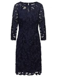 APART Sukienka w kolorze granatowym rozmiar: 36. Niebieskie sukienki Apart, bez wzorów, z koronki, bez kołnierzyka, bez ramiączek, midi. Za 591.45 zł.