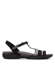 Clarks Skórzane sandały "Amanda Tealite" w kolorze czarnym rozmiar: 39,5. Czarne sandały Clarks, bez wzorów, klasyczne, z otwartym noskiem, bez obcasa, bez zapięcia. Za 137.10 zł.