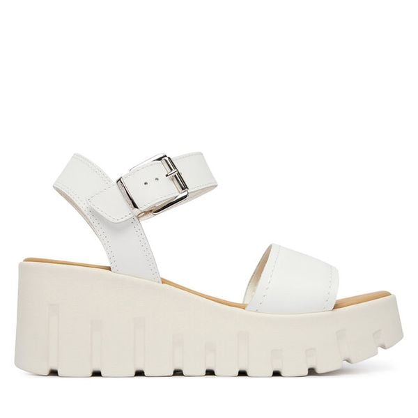 Sandały Tamaris. Białe sandały Tamaris, bez wzorów, bez obcasa, na koturnie, bez zapięcia. Za 339.99 zł.