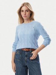 Tommy Hilfiger Sweter WW0WW43586 Niebieski jasny Regular Fit. Niebieskie swetry TOMMY HILFIGER, m, bez wzorów, z wełny, bez ramiączek. Za 551.99 zł.