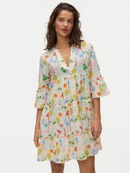Vero Moda Sukienka letnia Elena 10357444 Żółty jasny Regular Fit. Żółte sukienki Vero Moda, na lato, m, bez wzorów, z bawełny, bez kołnierzyka, bez ramiączek. Za 219.99 zł.
