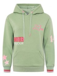Zwillingsherz Bluza "Bonjour ZH" w kolorze zielonym rozmiar: L/XL. Zielone bluzy Zwillingsherz, l, bez wzorów, z kapturem. Za 152.48 zł.