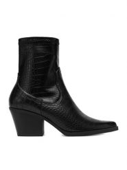 DeeZee Botki BZRB0184-7 Czarny. Czarne botki DeeZee, bez wzorów, z materiału, bez obcasa, na słupku, bez zapięcia. Za 199.99 zł.