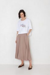 SPÓDNICA LARA MOCCA L - Flawless. Białe spódnice Flawless, na co dzień, l, bez wzorów, z gumy, klasyczne, midi, proste. Za 253.30 zł.