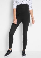 Legginsy ciążowe z bawełny organicznej (2 pary). Czarne legginsy bonprix, bez wzorów, z bawełny. Za 117.99 zł.