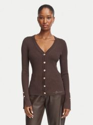 Guess Kardigan W6YR11 Z0950 Brązowy ciemny Slim Fit. Brązowe kardigany Guess, xxl, z aplikacjami, z wiskozy. Za 394.99 zł.