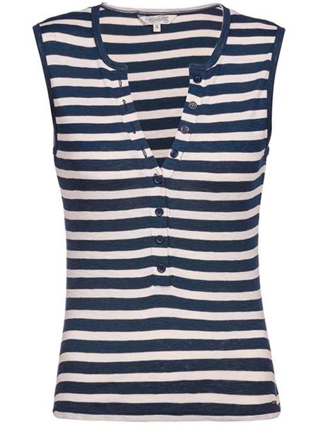 Herrlicher Top "Cecilia" w kolorze granatowo-białym rozmiar: M. Niebieskie topy Herrlicher, m, bez wzorów, z bawełny, bez kołnierzyka, bez ramiączek. Za 149.95 zł.