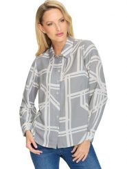 Heine Bluzka w kolorze szaro-białym rozmiar: 38. Szare bluzki Heine, bez wzorów, bez kołnierzyka, bez ramiączek. Za 69.99 zł.