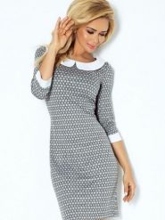 Sukienka Model 111-2 Grey - Numoco. Szare sukienki Numoco, do pracy, l, bez wzorów, biznesowe, bez kołnierzyka, plus size, bez ramiączek, ołówkowe. Za 198.25 zł.