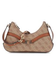 Guess Torebka w kolorze beżowo-jasnobrązowym - 28 x 16,5 x 6 cm rozmiar: onesize. Brązowe torby na ramię Guess, z aplikacjami, z materiału, na ramię, bez dodatków. Za 347.99 zł.
