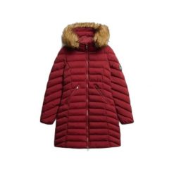 Parka dla kobiet Superdry Fuji. Czerwone parki Superdry, xs, z puchu, bez kaptura. Za 619.50 zł.