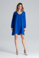 Niebieska Sukienka Trapezowa z Długim Rękawem. Niebieskie sukienki Figl, l, bez wzorów, z elastanu, bez kołnierzyka, bez ramiączek, trapezowe. Za 269.00 zł.