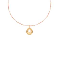 Naszyjnik z koralowymi japońskimi koralikami Miyuki z zawieszką Venus. Pomarańczowe naszyjniki Lilou, z perłą, pozłacane. Za 388.00 zł.