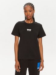 KARL LAGERFELD T-Shirt 245W1717 Czarny Regular Fit. Czarne t-shirty KARL LAGERFELD, xs, bez wzorów, z bawełny, bez kołnierzyka, bez ramiączek. Za 319.99 zł.