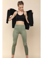Onamaste Legginsy sportowe w kolorze zielonym rozmiar: L/XL. Brązowe legginsy Onamaste, l, bez wzorów, z materiału, z podwyższonym stanem, outdoorowe. Za 86.99 zł.