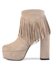 Loft37 Skórzane botki w kolorze beżowym rozmiar: 38. Brązowe botki loft37, bez wzorów, bez obcasa, bez zapięcia. Za 448.99 zł.