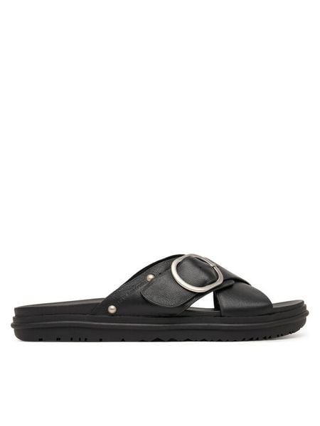 EMU Australia Klapki Ebony W13247 Czarny. Czarne klapki EMU Australia, bez wzorów, ze skóry, bez obcasa. Za 398.99 zł.