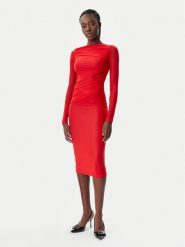 PINKO Sukienka koktajlowa 104838 A2H1 R48 Czerwony Slim Fit. Czerwone sukienki Pinko, xl, bez wzorów, z syntetyku, wizytowe, bez kołnierzyka, bez ramiączek. Za 769.99 zł.