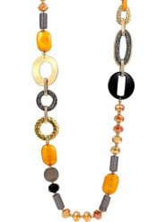 LA CHIQUITA Pozłacany naszyjnik z kryształami i bursztynami - dł. 90 cm rozmiar: onesize. Żółte naszyjniki LA CHIQUITA, z bursztynem, pozłacane. Za 130.50 zł.