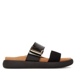 Klapki Gabor. Czarne klapki Gabor, bez wzorów, bez obcasa. Za 459.99 zł.