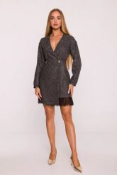 Elegancka sukienka tweedowa trapezowa kopertowa czarna. Czarne sukienki MOE, na imprezę, m, bez wzorów, z dzianiny, eleganckie, bez kołnierzyka, bez ramiączek, mini, dopasowane. Za 349.00 zł.