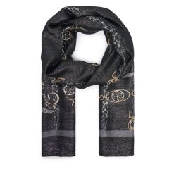 Szal Guess. Czarne szaliki Guess, z aplikacjami. Za 154.99 zł.