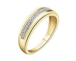 Pierścionek z żółtego złota z diamentami - 0,09 ct - próba 585. Żółte pierścionki Apart, z diamentem, złote. Za 3,090.00 zł.