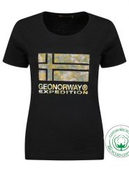 Geographical Norway Koszulka "Jwild" w kolorze czarnym rozmiar: XXL. Czarne bluzki Geographical Norway, xxl, bez wzorów, z bawełny, bez kołnierzyka, bez ramiączek. Za 37.38 zł.