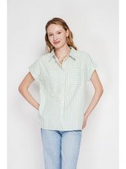 Le Jardin du Lin Bluzka w kolorze zielonym rozmiar: 36. Zielone bluzki Le jardin du lin, bez wzorów, bez kołnierzyka, bez ramiączek. Za 100.99 zł.