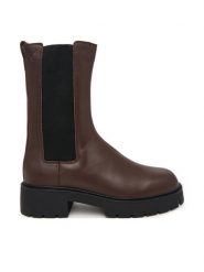 Calvin Klein Sztyblety Chunky Mid Chelsea Boot Lth YW0YW01909 Brązowy ciemny. Brązowe botki Calvin Klein, bez wzorów, ze skóry, bez obcasa, na płaskiej podeszwie, bez zapięcia. Za 799.99 zł.
