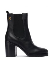 Tommy Hilfiger Botki Square Toe Chelsea High Block Hl FW0FW08844 Czarny. Czarne botki TOMMY HILFIGER, bez wzorów, ze skóry, bez obcasa, na słupku, bez zapięcia. Za 899.99 zł.