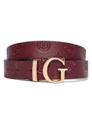 Guess Pasek w kolorze bordowym rozmiar: 105. Czerwone paski Guess, z aplikacjami, z materiału. Za 239.29 zł.