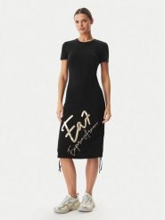 EA7 Emporio Armani Sukienka codzienna 7W001062 AF10373 UC001 Czarny Regular Fit. Czarne sukienki EA7 Emporio Armani, na co dzień, xl, bez wzorów, z bawełny, bez kołnierzyka, bez ramiączek, proste. Za 359.99 zł.