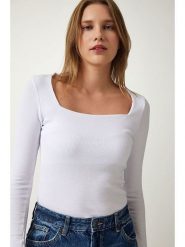 Happiness Istanbul Koszulka w kolorze białym rozmiar: S/M. Białe bluzki Happiness Istanbul, m, bez wzorów, bez kołnierzyka, bez ramiączek. Za 43.99 zł.