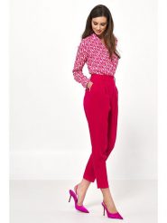 Nife Spodnie w kolorze różowym rozmiar: 42. Różowe spodnie materiałowe Nife, bez wzorów, z materiału, z podwyższonym stanem. Za 209.95 zł.
