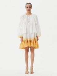 PINKO Sukienka letnia Inventi Abito 104949 A2G4 Écru Relaxed Fit. Sukienki Pinko, na lato, bez wzorów, z bawełny, bez kołnierzyka, bez ramiączek. Za 1,069.00 zł.