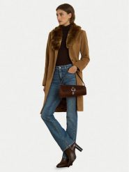 LAUREN RALPH LAUREN Płaszcz wełniany 297P04148002 Brązowy Straight Fit. Brązowe płaszcze Lauren Ralph Lauren, bez wzorów, z syntetyku, bez kaptura. Za 1,869.00 zł.
