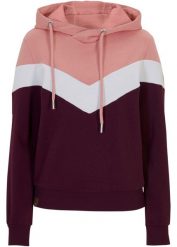 Bluza z kapturem i dużym kołnierzem. Fioletowe bluzy bonprix, bez wzorów, z kapturem. Za 109.99 zł.
