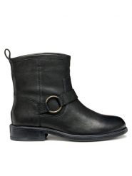 Geox Botki D Catria D56LQB 00081 C9999 Czarny. Czarne botki Geox, bez wzorów, ze skóry, bez obcasa, na płaskiej podeszwie, bez zapięcia. Za 639.99 zł.