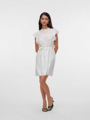 Vero Moda Sukienka w kolorze białym rozmiar: XL. Białe sukienki Vero Moda, xl, bez wzorów, z bawełny, bez kołnierzyka, bez ramiączek, mini. Za 129.95 zł.