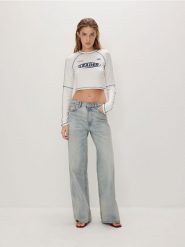 Jeansy wide leg - niebieski. Niebieskie jeansy Reserved, bez wzorów. W wyprzedaży za 79.99 zł.